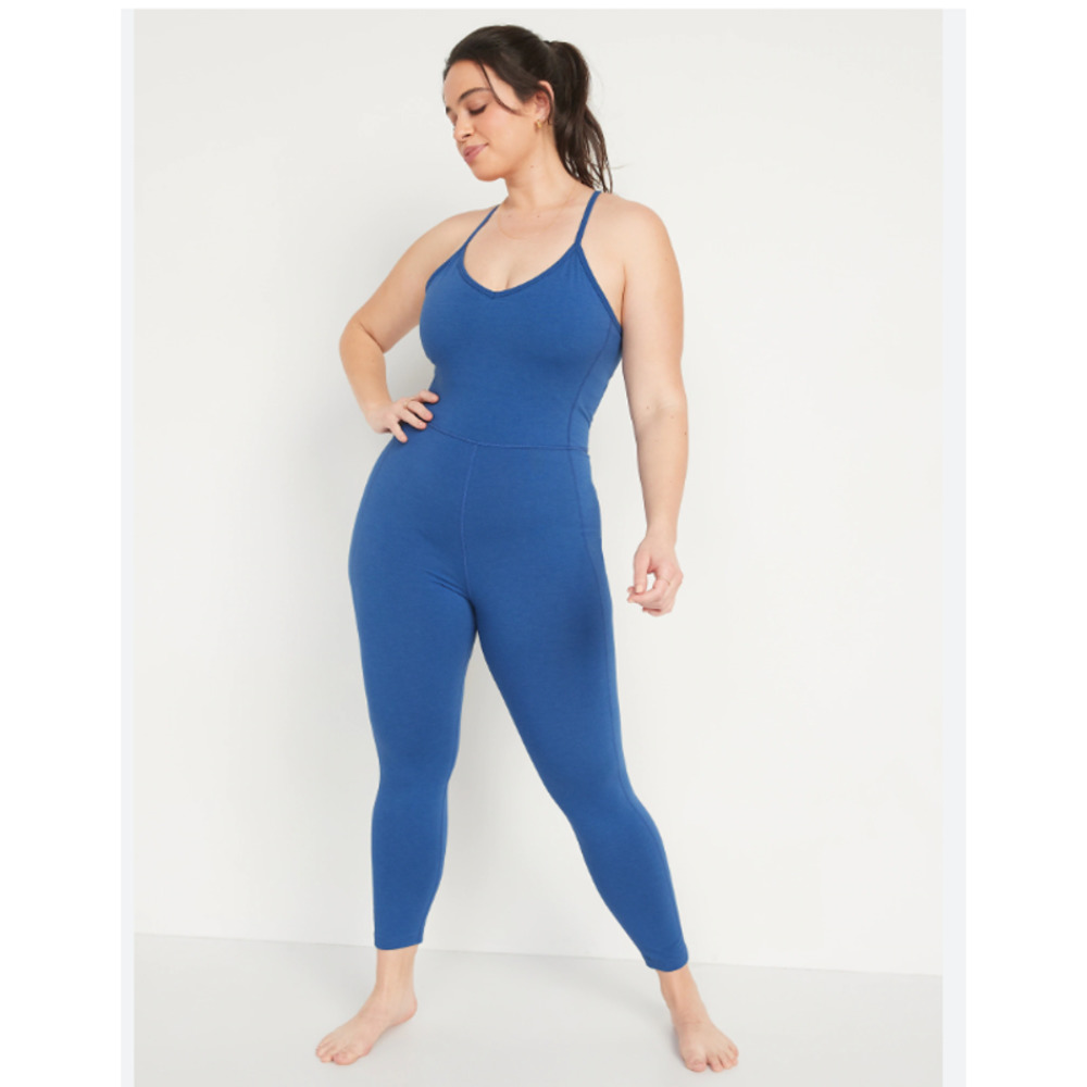 Old Navy blue 7/8 unitard powerchill active large NWT